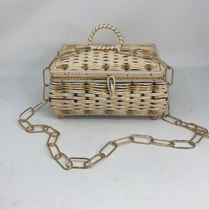 Vintage 1950 Musical Sewing Box Handbag w/chain